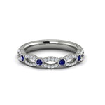 Vlora Women's 14k White Gold Stackable Open Link Design Sapphire and Diamond Band
