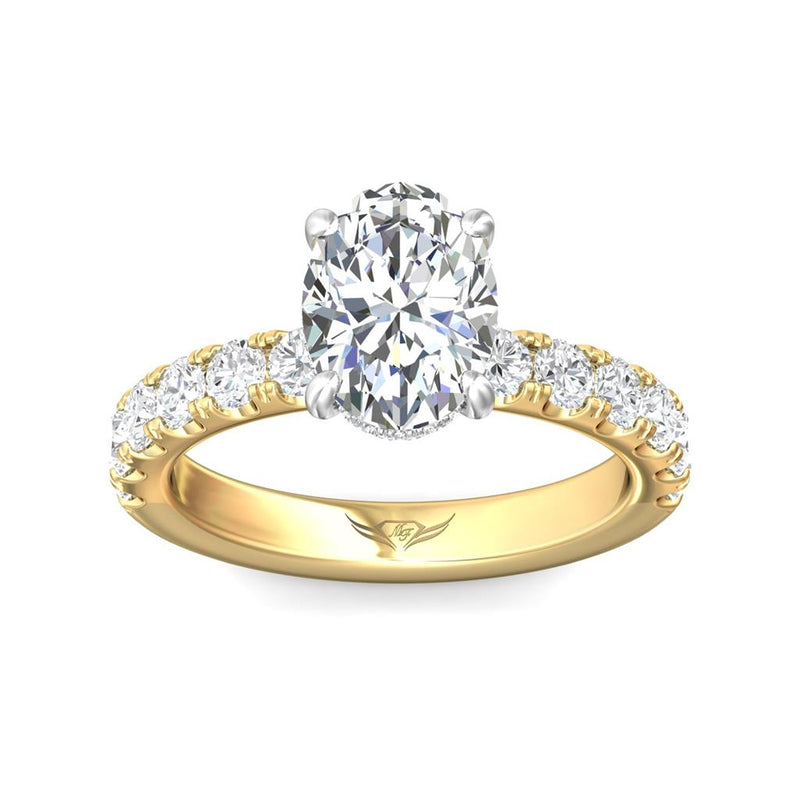 Martin Flyer Sidestone Diamond Engagement Ring Setting in 14k White & Yellow Gold