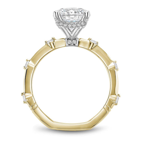 Noam Carver Sidestone Diamond Engagement Ring Setting in 14k White & Yellow Gold