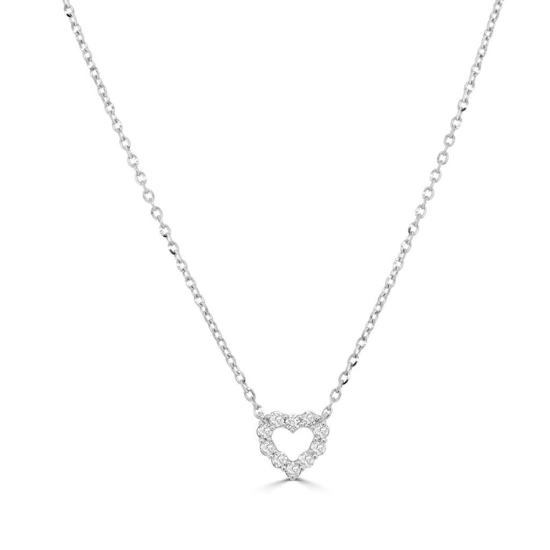 Davis Classics 14k White Gold Diamond Heart Pendant Necklace