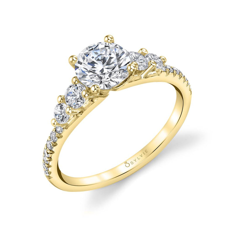Sylvie 14k Yellow Gold Five-Stone Inspired Classic Engagement Ring Setting