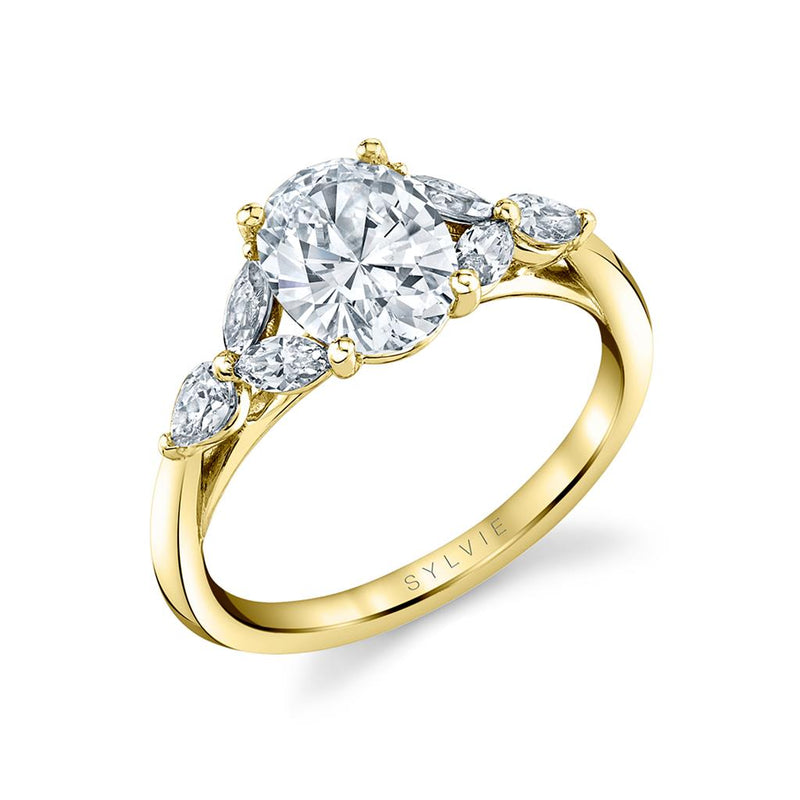 Sylvie 14k Yellow Gold Floral-Inspired Engagement Ring Setting