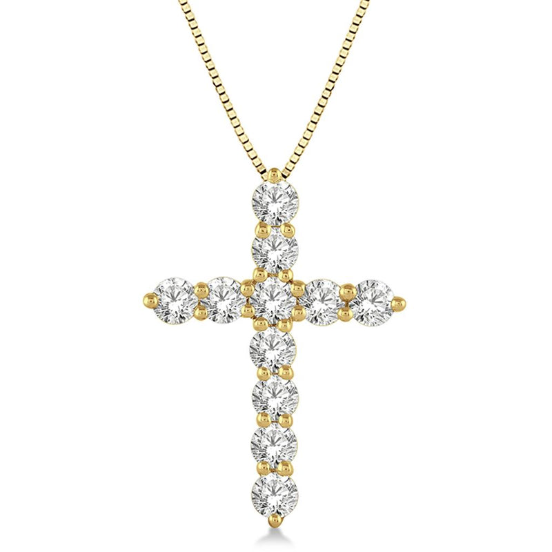 Davis Classics 14k Yellow Gold Diamond Cross Pendant Necklace