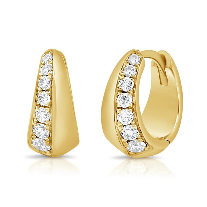 Davis Classics 14k Yellow Gold Diamond Huggie Hoop Earrings