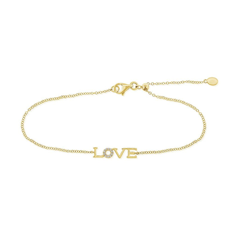 Davis Classics 14k Yellow Gold Love Station Diamond Bracelet