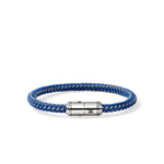 John Hardy Sterling Silver and Stainless Steel Woven Blue Rubber Bracelet