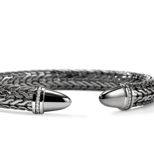 John Hardy Sterling Silver Spear 50 Flex Diamond Cuff Bracelet
