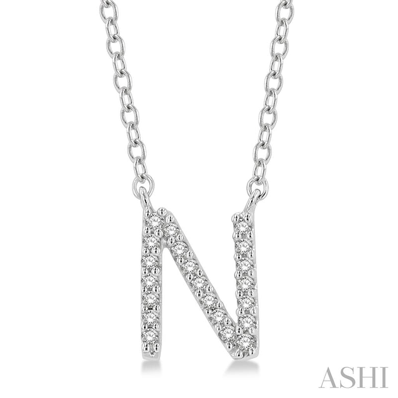 Davis Classics 14k White Gold Diamond Initial "N" Pendant Necklace