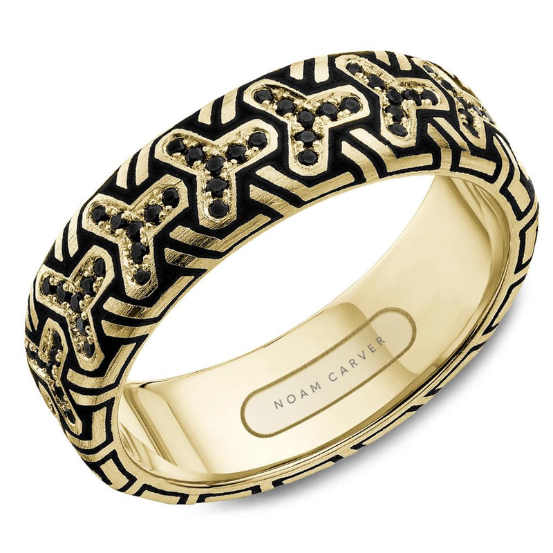 Noam Carver Men's Classic Diamond Wedding Band in 14k Yellow Gold