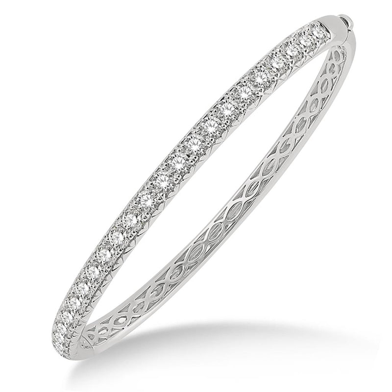 Davis Classics 14k White Gold Classic Diamond Hinged Bangle Bracelet