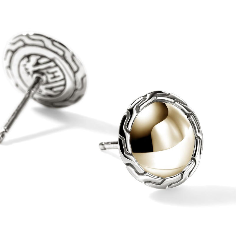 John Hardy 14k Yellow Gold and Sterling Silver Essential Stud Earrings