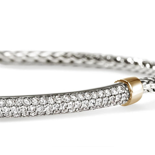 John Hardy 14k Yellow Gold and Sterling Silver Essential Pavé Diamond Bracelet