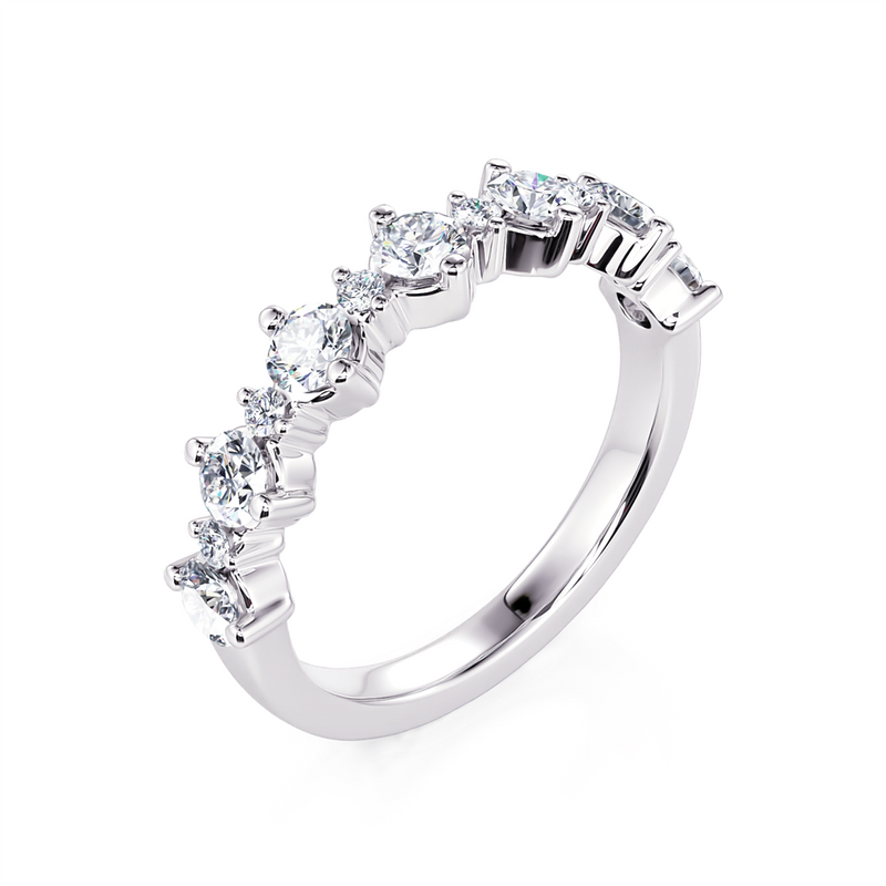 Davis Classics Women's 14k White Gold Stackable Stepped Design Diamond Band