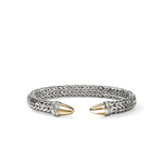 John Hardy Sterling Silver and 14k Yellow Gold Spear 50 Flex Diamond Cuff