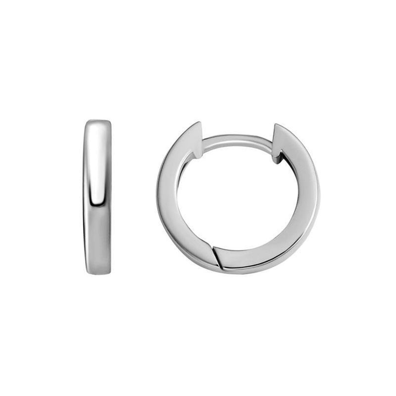 Davis Classics Sterling Silver Rhodium-Finish Square-Edged Hoop Earrings