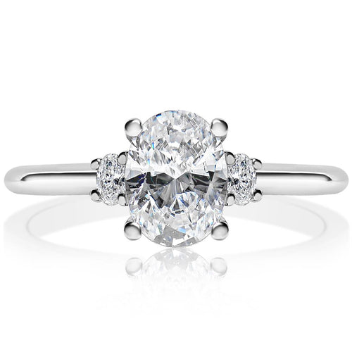 Davis Classics Three Stone Diamond Engagement Ring Setting in 14k White Gold