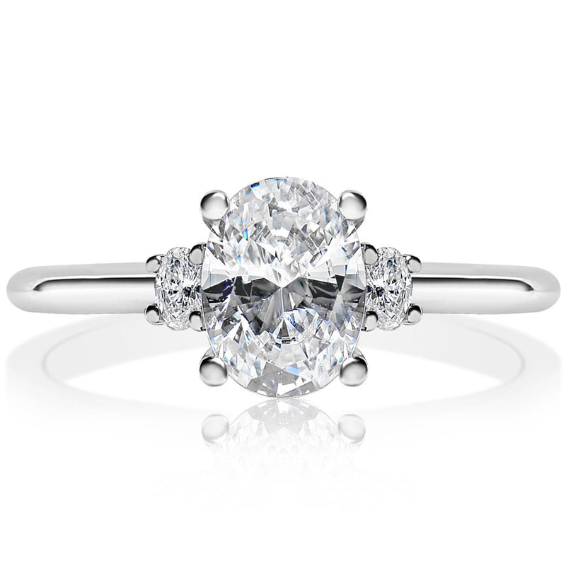 Davis Classics Three Stone Diamond Engagement Ring Setting in 14k White Gold