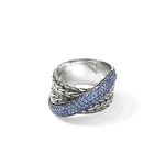 John Hardy Sterling Silver Essential Pavé Blue Sapphire Crossover Ring