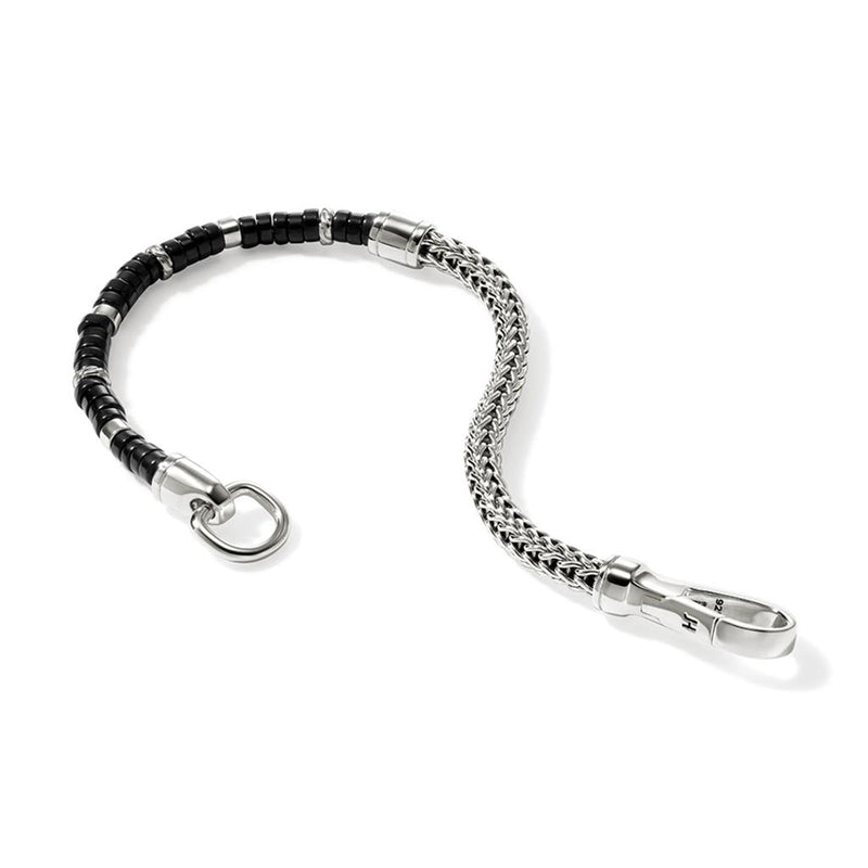 John Hardy Sterling Silver and Black Onyx Heishi Chain Bracelet