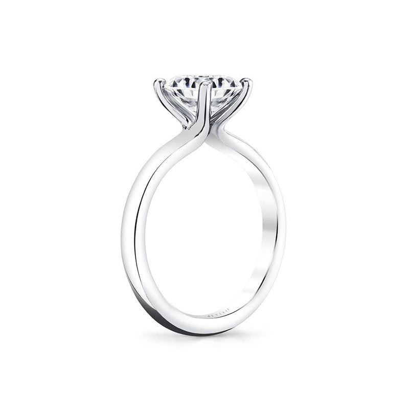 Sylvie 14k White Gold High Polish Solitaire Engagement Ring Setting