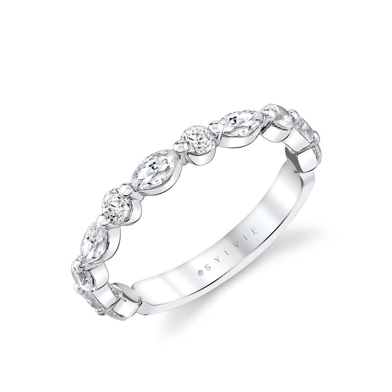 Sylvie Women's 14k White Gold Diamond Band with Round and Marquise Diamonds