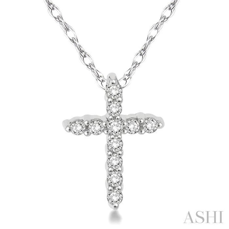 Davis Classics 14k White Gold Diamond Cross Pendant Necklace