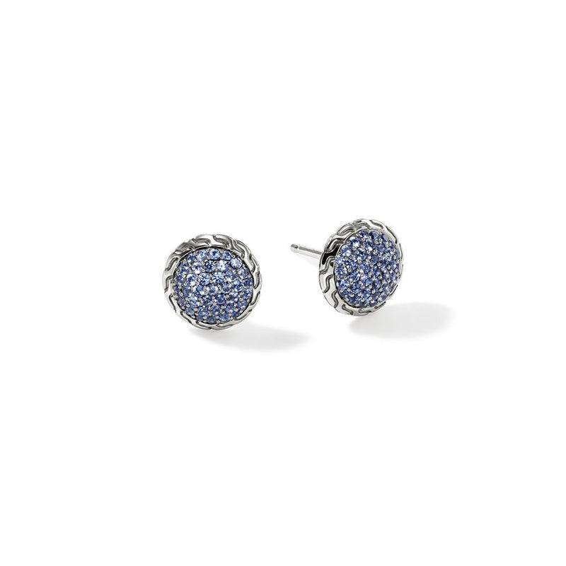 John Hardy Sterling Silver Essential Pavé Sapphire Stud Earring