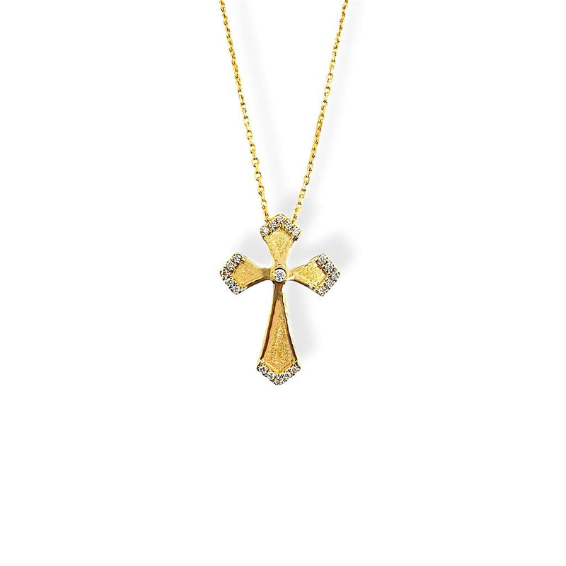 Frederic Sage 14k Yellow Gold Diamond Cross Pendant from the Venus Collection
