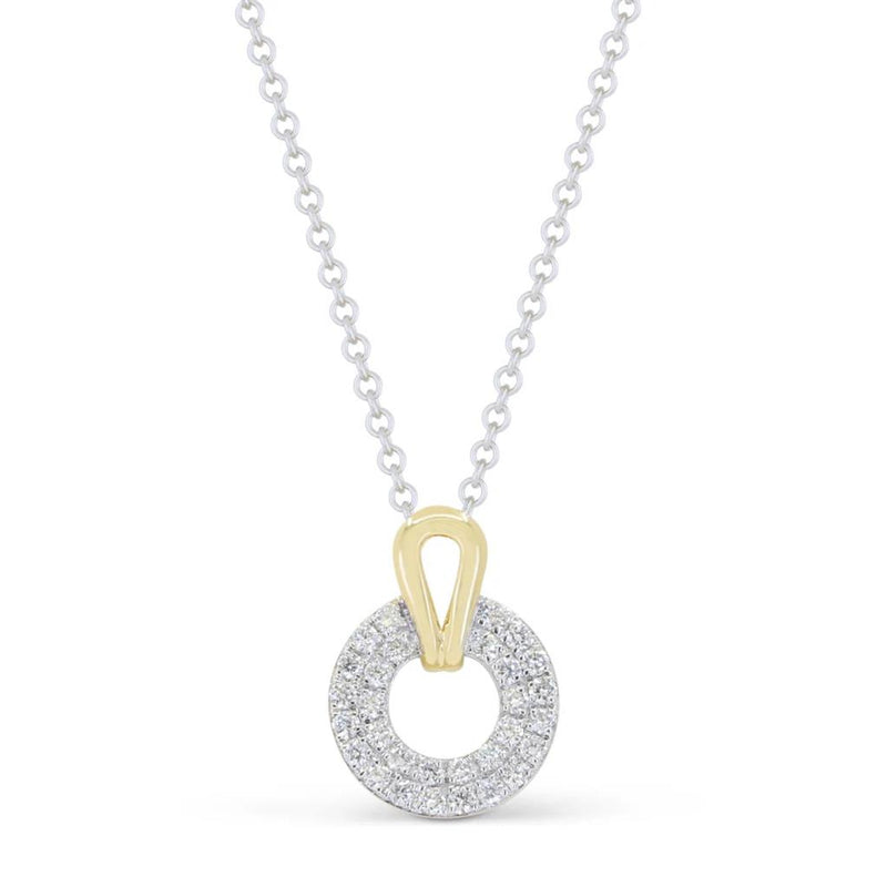 Madison L 14k White and Yellow Gold Milano Collection Diamond Open Circle Pendant Necklace