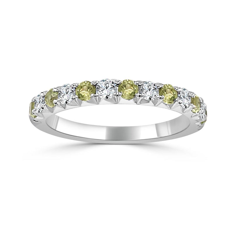 Davis Classics 14k White Gold Peridot and Diamond Stackable Birthstone Band