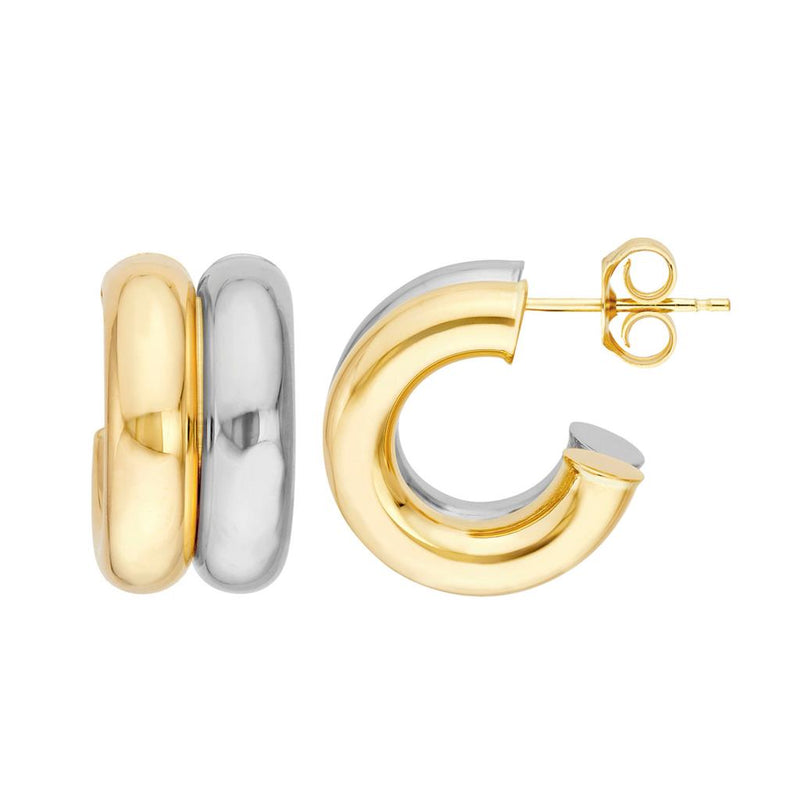 Davis Classics 14k Yellow and White Gold Double Open Hoop Earrings