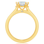 Davis Classics 14k Yellow Gold Floral Halo Cathedral Engagement Ring Setting