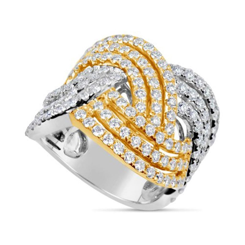 Davis Classics 18k White and Yellow Gold Waterfall Bypass Diamond Fashion Ring
