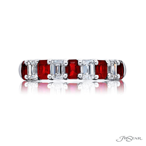 JB Star Women’s Platinum Ruby and Diamond Band