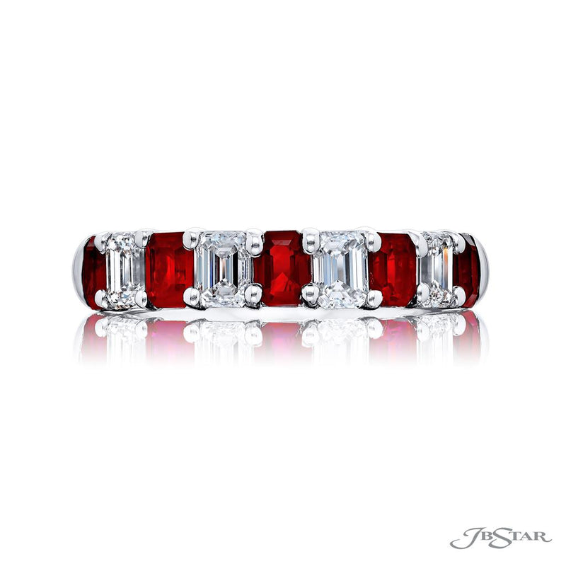 JB Star Women’s Platinum Ruby and Diamond Band