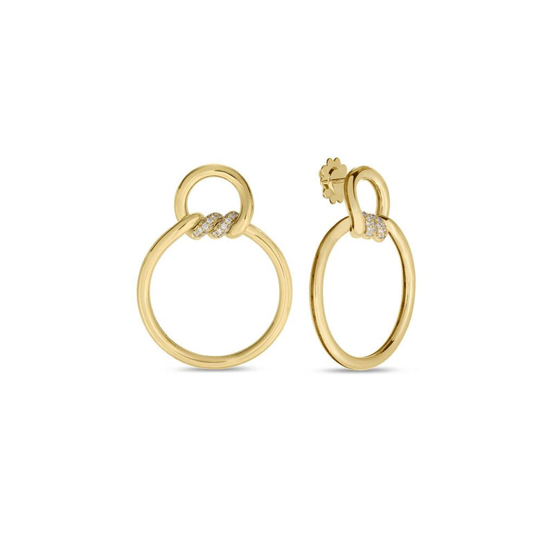 Roberto Coin 18k Yellow Gold Cialoma Collection Round Door Knocker Diamond Earrings