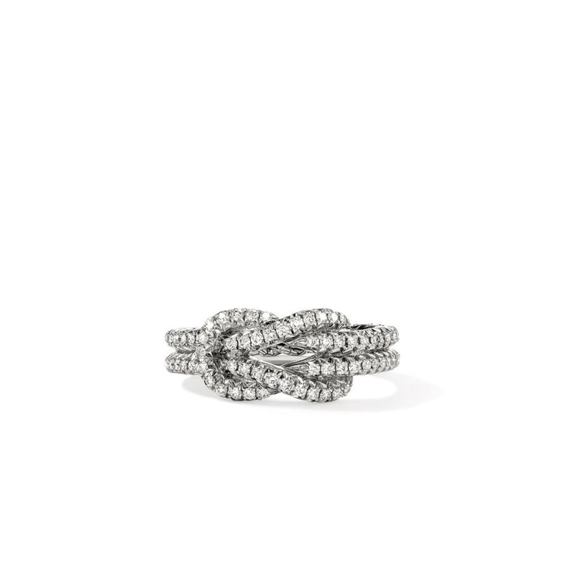John Hardy Sterling Silver Love Knot Double Row Diamond Ring