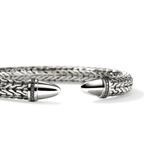 John Hardy Sterling Silver Spear 50 Collection Diamond Flex Cuff Bracelet
