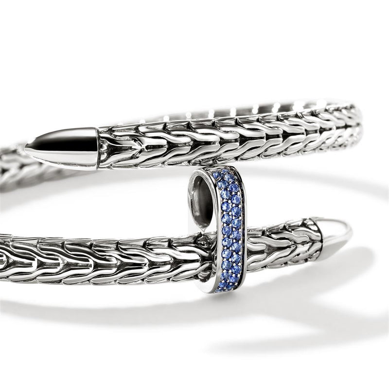John Hardy Sterling Silver Spear Flex Cuff Sapphire Bracelet