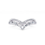 Davis Classics Women's 14k White Gold Double V Design Contour Diamond Band