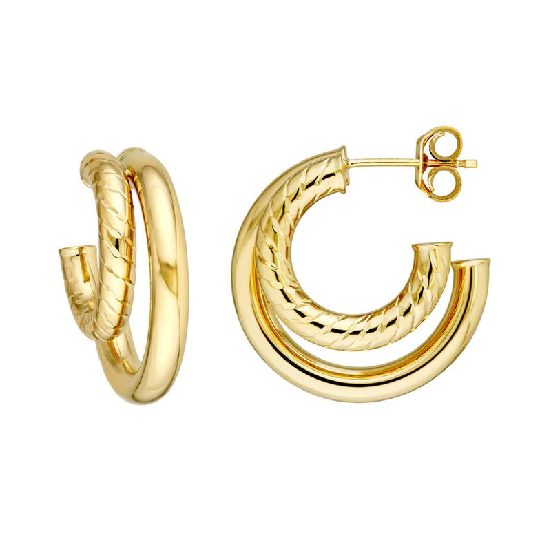 Davis Classics 14k Yellow Gold Twist Double Hoop Earrings
