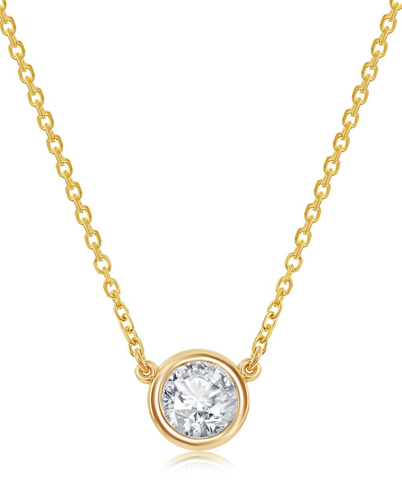Davis Classics 14k Yellow Gold Diamond by the Yard Solitaire Pendant Necklace