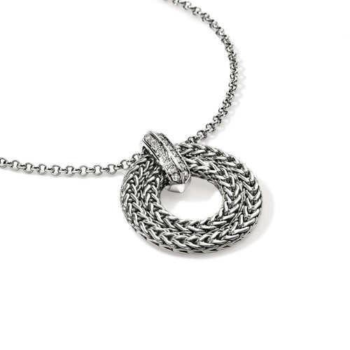 John Hardy Sterling Silver Icon Diamond Circle Pendant Necklace