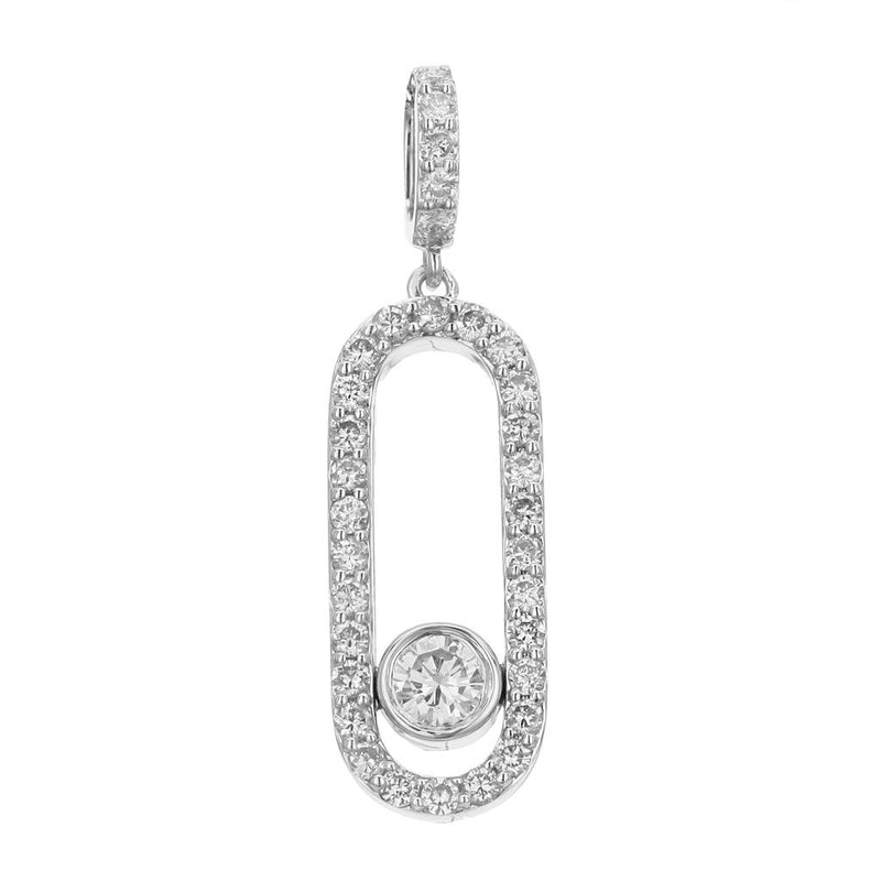 Davis Classics 18k White Gold Slide Station Diamond Pendant Necklace