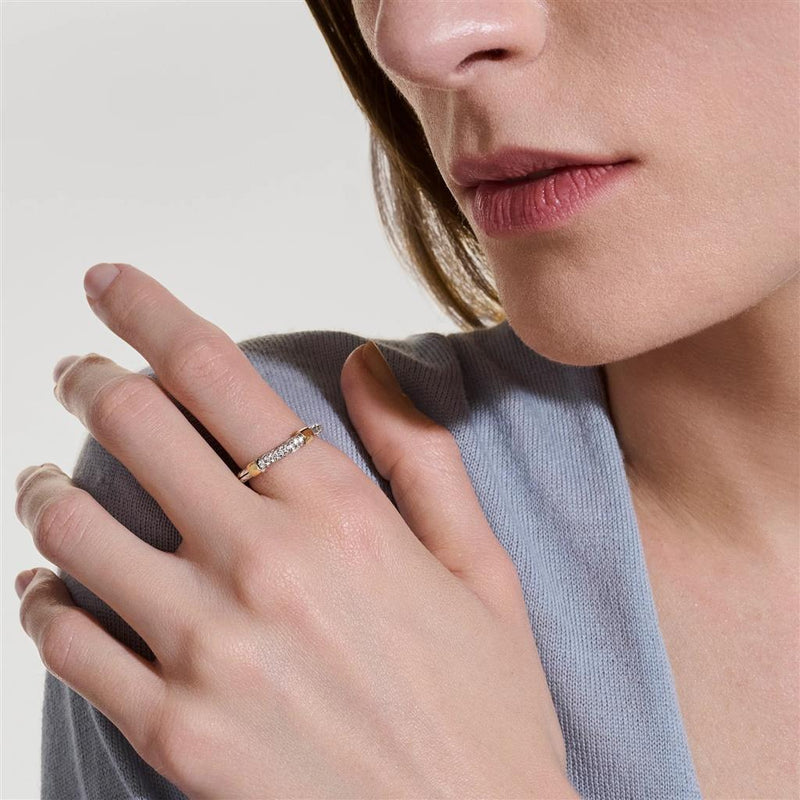 John Hardy 14k Yellow Gold and Sterling Silver Essential Diamond Pavé Ring