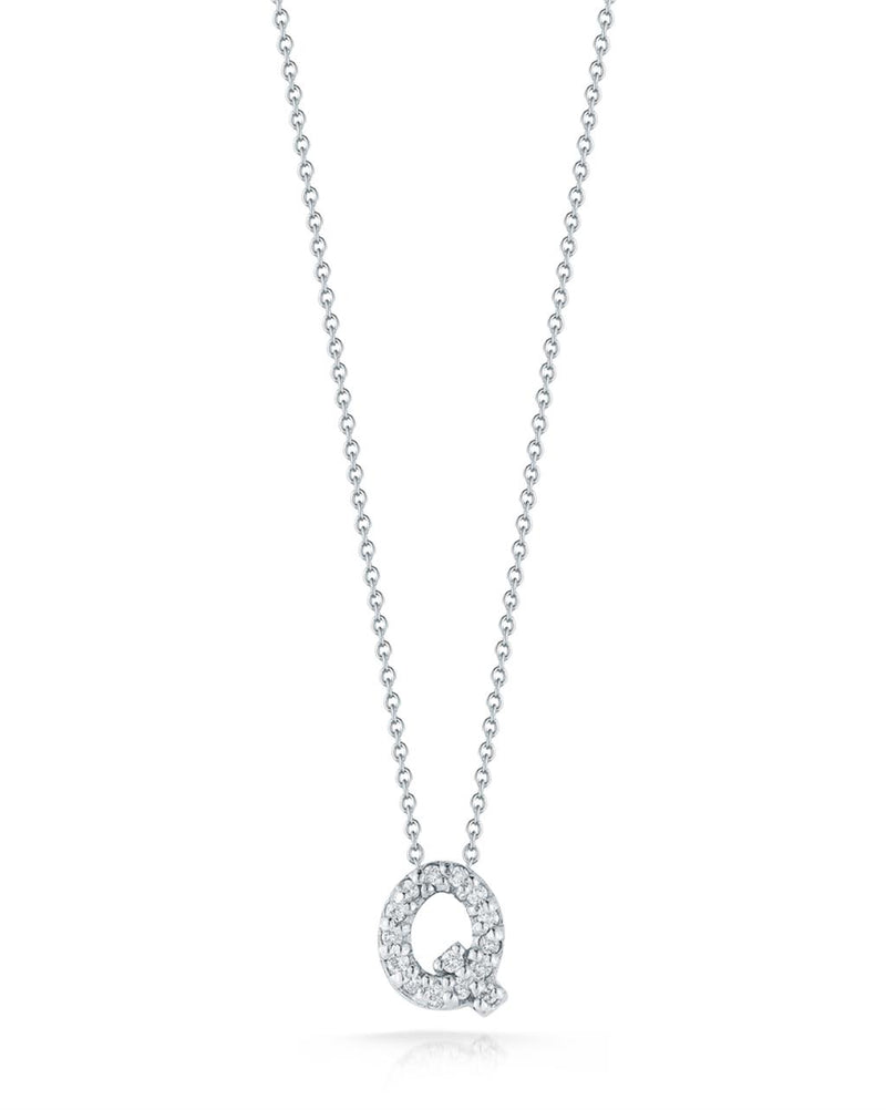 Roberto Coin 18k White Gold Tiny Treasures Collection Love Letter 'Q' Initial Diamond Pendant