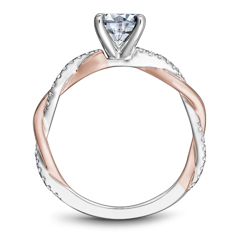 Noam Carver 14k White and Rose Gold Twist Design Engagement Ring Setting