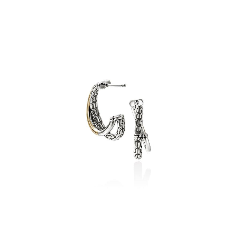 John Hardy 14k Yellow Gold and Sterling Silver Essential Crossover Earrings