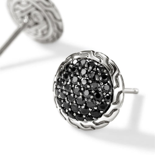 John Hardy Sterling Silver Essential Pavé Black Sapphire Stud Earrings