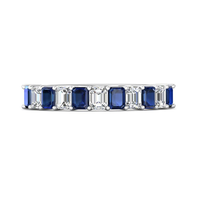 Martin Flyer 14k White Gold Blue Sapphire and Diamond North-South Anniversary Band